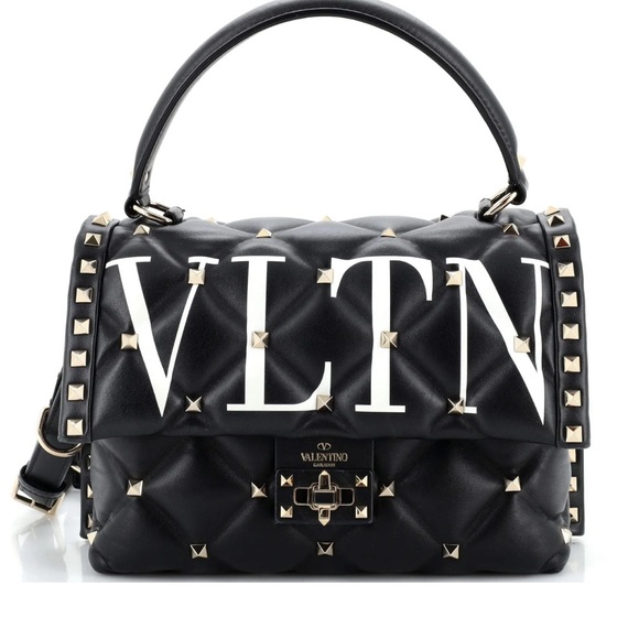 Valentino Garavani VLTN Candystud BLACK Bag Printed Leather Medium ROCKSTUD - Picture 2 of 8